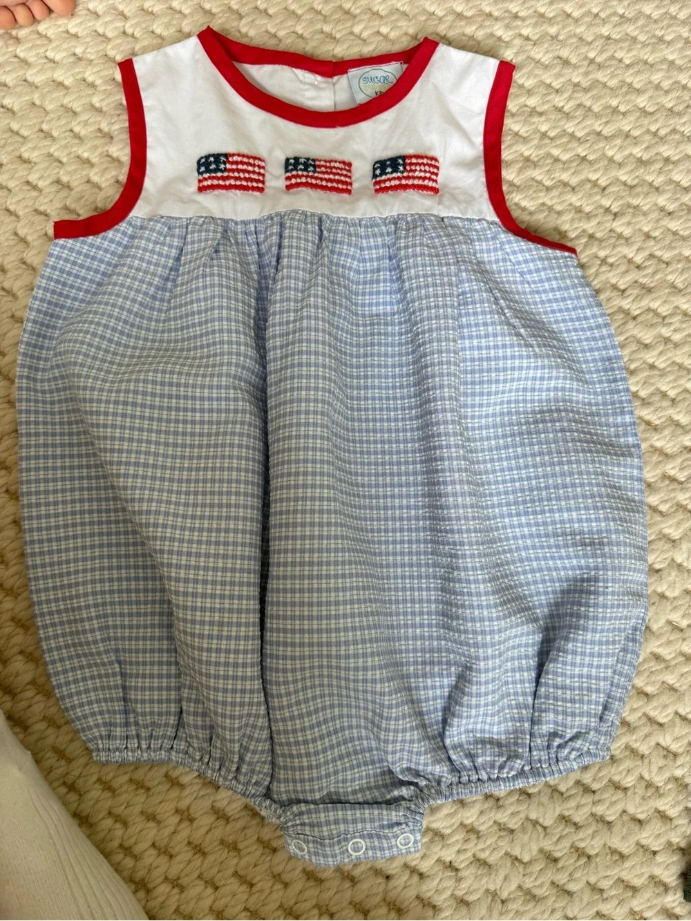 Patriotic Baby Bubble Romper - Red, White & Blue